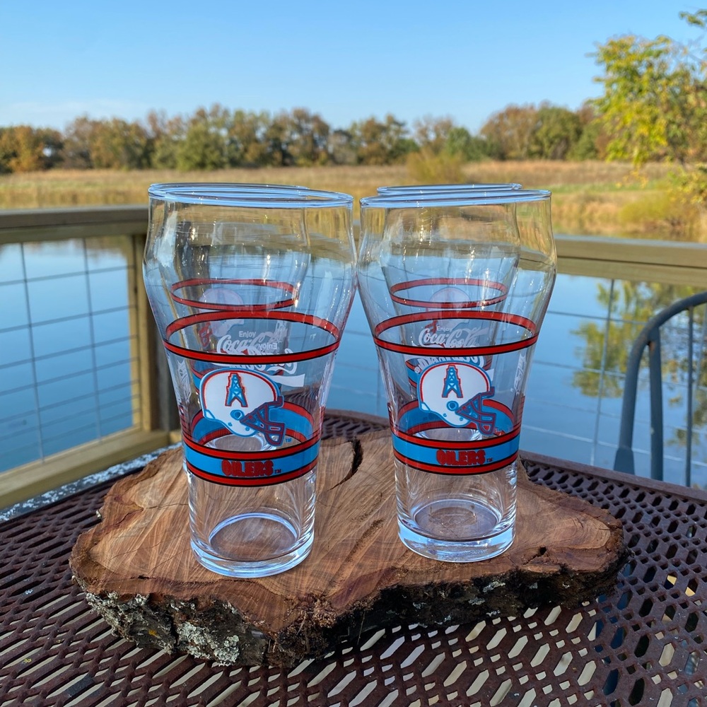 Houston Oilers NFL Coca Cola set of 4 glasses